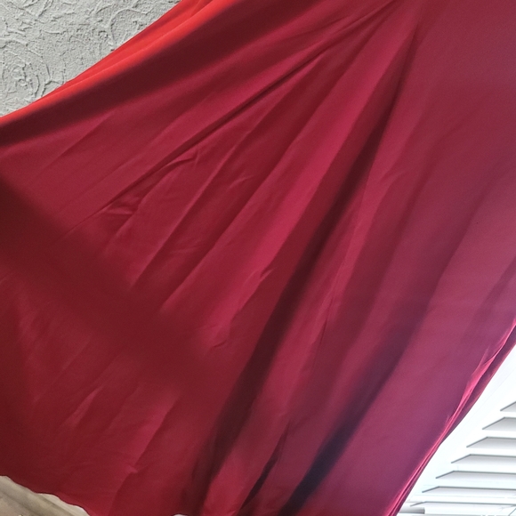 Red Open Back Lace Sleeve Trumpet Dress - Picture 4 of 16